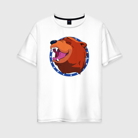 Женская футболка хлопок Oversize с принтом Bear for Hire в Тюмени, 100% хлопок | свободный крой, круглый ворот, спущенный рукав, длина до линии бедер
 | bear for hire | far cry 5 | медведь | фар край 5