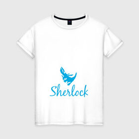 Женская футболка хлопок с принтом Шерлок в Тюмени, 100% хлопок | прямой крой, круглый вырез горловины, длина до линии бедер, слегка спущенное плечо | cumberbatc | sherlock | бенедикт камбербэтч | каракумбуль | шерлок