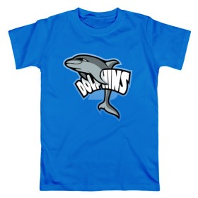 Мужская футболка хлопок с принтом Дельфины в Тюмени, 100% хлопок | прямой крой, круглый вырез горловины, длина до линии бедер, слегка спущенное плечо. | дельфин | дельфины | летние | лето | море | морская | отдых | отпуск | рыба | с дельфином