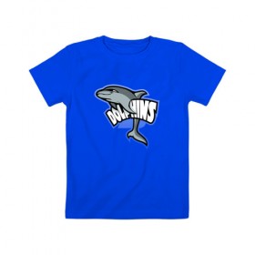 Детская футболка хлопок с принтом Дельфины в Тюмени, 100% хлопок | круглый вырез горловины, полуприлегающий силуэт, длина до линии бедер | дельфин | дельфины | летние | лето | море | морская | отдых | отпуск | рыба | с дельфином