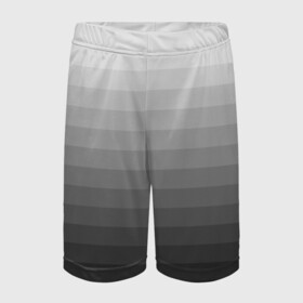 Детские спортивные шорты 3D с принтом Серые полосы в Тюмени,  100% полиэстер
 | пояс оформлен широкой мягкой резинкой, ткань тянется
 | Тематика изображения на принте: белый | градиент | минимализм | полосы | серый | черный