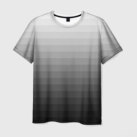 Мужская футболка 3D с принтом Серые полосы в Тюмени, 100% полиэфир | прямой крой, круглый вырез горловины, длина до линии бедер | Тематика изображения на принте: белый | градиент | минимализм | полосы | серый | черный