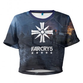 Женская футболка 3D укороченная с принтом Cult Far Cry в Тюмени, 100% полиэстер | круглая горловина, длина футболки до линии талии, рукава с отворотами | 