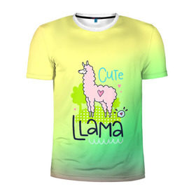 Мужская футболка 3D спортивная с принтом LAMA в Тюмени, 100% полиэстер с улучшенными характеристиками | приталенный силуэт, круглая горловина, широкие плечи, сужается к линии бедра | girl | lama | life | name | букет | девочки | дети | животные | лама | позитив | радуга | смайл | счастье