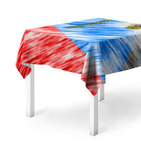 Скатерть 3D с принтом Российский флаг с гербом в Тюмени, 100% полиэстер (ткань не мнется и не растягивается) | Размер: 150*150 см | 