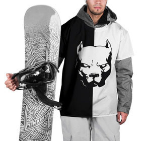 Накидка на куртку 3D с принтом Питбуль в Тюмени, 100% полиэстер |  | Тематика изображения на принте: агрессия | башка | белое | голова | пес | пит буль | питбуль | собака | спорт | стаф | стафф | стаффорд | чб | черное
