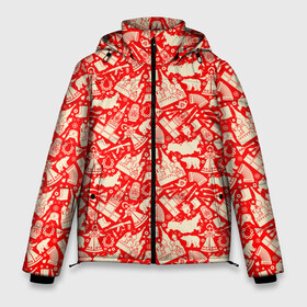 Мужская зимняя куртка 3D с принтом Русские символы в Тюмени, верх — 100% полиэстер; подкладка — 100% полиэстер; утеплитель — 100% полиэстер | длина ниже бедра, свободный силуэт Оверсайз. Есть воротник-стойка, отстегивающийся капюшон и ветрозащитная планка. 

Боковые карманы с листочкой на кнопках и внутренний карман на молнии. | Тематика изображения на принте: балалайка | валенки | гармошка | знак | изба | камуфляж | кокошник | кремль | матрешка | медведь | российский | россия | русская | русский | русь | рябина | самовар | символ | стереотипы | ушанка
