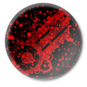 Значок с принтом Counter Strike Red Style в Тюмени,  металл | круглая форма, металлическая застежка в виде булавки | cs go | global offensive | контр страйк | шутер