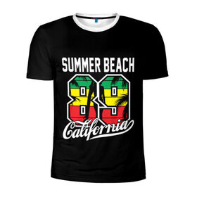 Мужская футболка 3D спортивная с принтом Калифорния в Тюмени, 100% полиэстер с улучшенными характеристиками | приталенный силуэт, круглая горловина, широкие плечи, сужается к линии бедра | beach | cali | california | summer | usa | для отдыха | для отпуска | калифорния | летние | лето | море | океан | отпуск | пальмы | пляж | сша