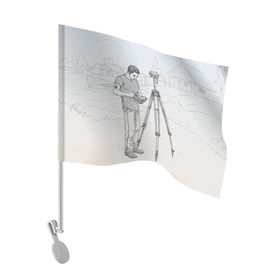 Флаг для автомобиля с принтом Парень с контроллером в Тюмени, 100% полиэстер | Размер: 30*21 см | surveyor | геодезист | геодезия