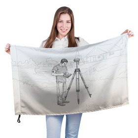 Флаг 3D с принтом Парень с контроллером в Тюмени, 100% полиэстер | плотность ткани — 95 г/м2, размер — 67 х 109 см. Принт наносится с одной стороны | surveyor | геодезист | геодезия