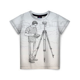 Детская футболка 3D с принтом Парень с контроллером в Тюмени, 100% гипоаллергенный полиэфир | прямой крой, круглый вырез горловины, длина до линии бедер, чуть спущенное плечо, ткань немного тянется | Тематика изображения на принте: surveyor | геодезист | геодезия