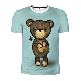 Мужская футболка 3D спортивная с принтом Мишка в Тюмени, 100% полиэстер с улучшенными характеристиками | приталенный силуэт, круглая горловина, широкие плечи, сужается к линии бедра | девушкам | животные | игрушка | медведь | миша | мишка | плюшевый | цветок