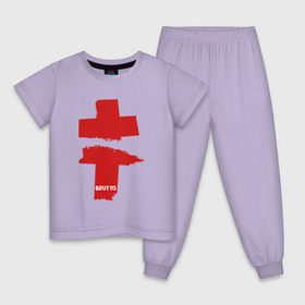 Детская пижама хлопок с принтом BRUTTO в Тюмени, 100% хлопок |  брюки и футболка прямого кроя, без карманов, на брюках мягкая резинка на поясе и по низу штанин
 | brutto | бруто | брутто | группа | панк | рок