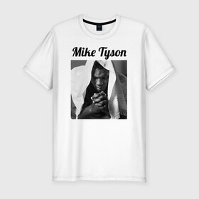 Мужская футболка премиум с принтом Майк Тайсон в Тюмени, 92% хлопок, 8% лайкра | приталенный силуэт, круглый вырез ворота, длина до линии бедра, короткий рукав | miketyson | бокс | майк тайсон