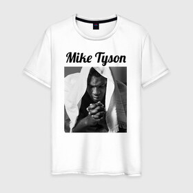Мужская футболка хлопок с принтом Майк Тайсон в Тюмени, 100% хлопок | прямой крой, круглый вырез горловины, длина до линии бедер, слегка спущенное плечо. | miketyson | бокс | майк тайсон