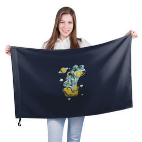 Флаг 3D с принтом Кот космонавт в Тюмени, 100% полиэстер | плотность ткани — 95 г/м2, размер — 67 х 109 см. Принт наносится с одной стороны | 