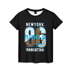 Женская футболка 3D с принтом Бруклин Нью-Йорк в Тюмени, 100% полиэфир ( синтетическое хлопкоподобное полотно) | прямой крой, круглый вырез горловины, длина до линии бедер | brooklyn | new york | urban | бронкс | бруклин | манхеттен | манхэттен | нью йорк | сша | урбан | урбан стиль | штаты