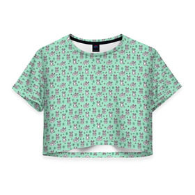 Женская футболка 3D укороченная с принтом Енотики в Тюмени, 100% полиэстер | круглая горловина, длина футболки до линии талии, рукава с отворотами | cute | raccoon | в полоску | енот | енотик | лес | лесной | милый | осенний | полосатый