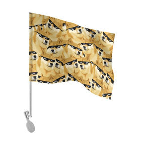 Флаг для автомобиля с принтом Doge мем в deal with it очках в Тюмени, 100% полиэстер | Размер: 30*21 см | deal with it очки | doge | meme | мем | мемы | сиба ину | сиба ину мем