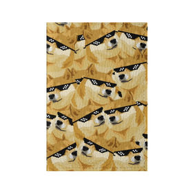 Обложка для паспорта матовая кожа с принтом Doge мем в deal with it очках в Тюмени, натуральная матовая кожа | размер 19,3 х 13,7 см; прозрачные пластиковые крепления | deal with it очки | doge | meme | мем | мемы | сиба ину | сиба ину мем