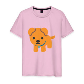 Мужская футболка хлопок с принтом Dog Emoji в Тюмени, 100% хлопок | прямой крой, круглый вырез горловины, длина до линии бедер, слегка спущенное плечо. | 
