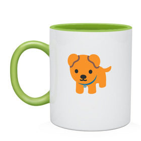 Кружка двухцветная с принтом Dog Emoji в Тюмени, керамика | объем — 330 мл, диаметр — 80 мм. Цветная ручка и кайма сверху, в некоторых цветах — вся внутренняя часть | Тематика изображения на принте: 