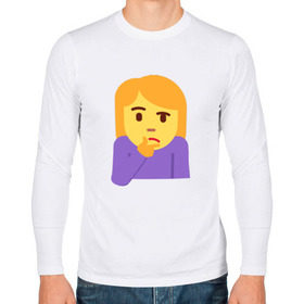 Мужской лонгслив хлопок с принтом Thinking Emoji в Тюмени, 100% хлопок |  | Тематика изображения на принте: almightyholton | deshaun holton | emoji
