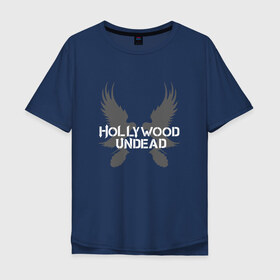 Мужская футболка хлопок Oversize с принтом Hollywood Undead в Тюмени, 100% хлопок | свободный крой, круглый ворот, “спинка” длиннее передней части | 