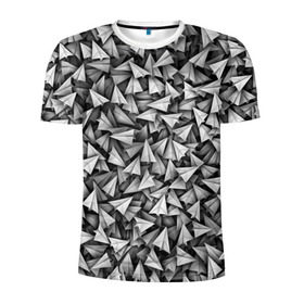 Мужская футболка 3D спортивная с принтом Бумажные самолетики в Тюмени, 100% полиэстер с улучшенными характеристиками | приталенный силуэт, круглая горловина, широкие плечи, сужается к линии бедра | telegram | белый | бумага | оригами | паттрен | самолет | самолетик | телеграмм