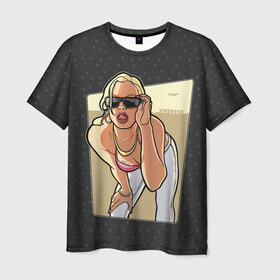 Мужская футболка 3D с принтом GTA SA - Девушка в очках в Тюмени, 100% полиэфир | прямой крой, круглый вырез горловины, длина до линии бедер | Тематика изображения на принте: grand theft auto | gta | rockstar games | san andreas | гта | сан андреас