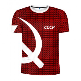 Мужская футболка 3D спортивная с принтом СССР в Тюмени, 100% полиэстер с улучшенными характеристиками | приталенный силуэт, круглая горловина, широкие плечи, сужается к линии бедра | Тематика изображения на принте: клетка | красный | молот | паттерн | серп