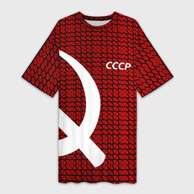 Платье-футболка 3D с принтом СССР в Тюмени,  |  | клетка | красный | молот | паттерн | серп