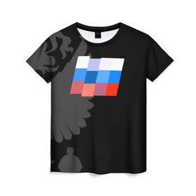 Женская футболка 3D с принтом Russia - Pixel Art в Тюмени, 100% полиэфир ( синтетическое хлопкоподобное полотно) | прямой крой, круглый вырез горловины, длина до линии бедер | 0x000000123 | russia | team | россия