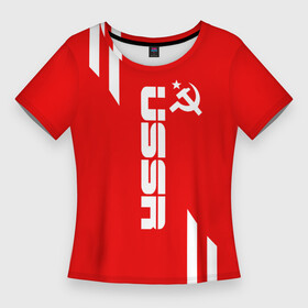 Женская футболка 3D Slim с принтом USSR SPORT в Тюмени,  |  | fc | football | sport | ussr | звезда | красный | ленин | родина | сделано в ссср | серп и молот | союз | спорт | ссср | сталин | страна | текстура | футбол | цвет | шум