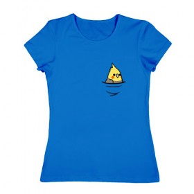 Женская футболка хлопок с принтом Попугай в кармане в Тюмени, 100% хлопок | прямой крой, круглый вырез горловины, длина до линии бедер, слегка спущенное плечо | попугай | птица