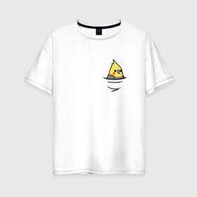 Женская футболка хлопок Oversize с принтом Попугай в кармане в Тюмени, 100% хлопок | свободный крой, круглый ворот, спущенный рукав, длина до линии бедер
 | попугай | птица