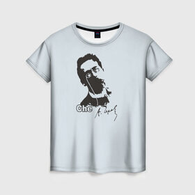 Женская футболка 3D с принтом Че - Чехов в Тюмени, 100% полиэфир ( синтетическое хлопкоподобное полотно) | прямой крой, круглый вырез горловины, длина до линии бедер | антон павлович | литература | писатель | революция
