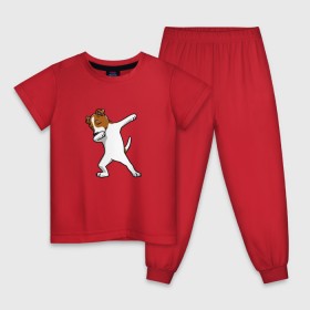 Детская пижама хлопок с принтом джек победитель в Тюмени, 100% хлопок |  брюки и футболка прямого кроя, без карманов, на брюках мягкая резинка на поясе и по низу штанин
 | джек | джек рассел | рассел | терьер