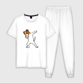 Мужская пижама хлопок с принтом джек победитель в Тюмени, 100% хлопок | брюки и футболка прямого кроя, без карманов, на брюках мягкая резинка на поясе и по низу штанин
 | джек | джек рассел | рассел | терьер