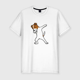 Мужская футболка премиум с принтом джек победитель в Тюмени, 92% хлопок, 8% лайкра | приталенный силуэт, круглый вырез ворота, длина до линии бедра, короткий рукав | Тематика изображения на принте: джек | джек рассел | рассел | терьер