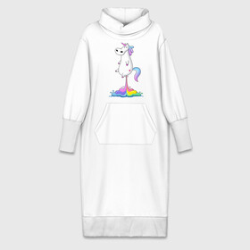Платье удлиненное хлопок с принтом Единорог радуга в Тюмени,  |  | rainbow | unicorn | радужный
