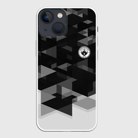 Чехол для iPhone 13 mini с принтом Manchester city Geometry Sport в Тюмени,  |  | abstraction | championship | fc | football | footer | manchester city | polygon | soccer | socker | sport | абстракция | одежда | спорт | спортивный | униформа | футбол | футбольный клуб | чемпионат