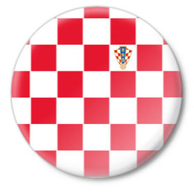 Значок с принтом Хорватия домашняя форма 2018 в Тюмени,  металл | круглая форма, металлическая застежка в виде булавки | 