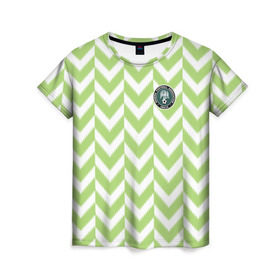 Женская футболка 3D с принтом Домашняя форма сборной Нигерии в Тюмени, 100% полиэфир ( синтетическое хлопкоподобное полотно) | прямой крой, круглый вырез горловины, длина до линии бедер | чемпионат по футболу