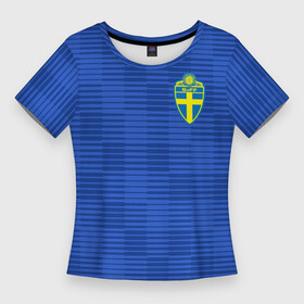 Женская футболка 3D Slim с принтом Швеция гостевая форма ЧМ 2018 в Тюмени,  |  | гостевая форма | сборная швеции | футбольная форма | швеция