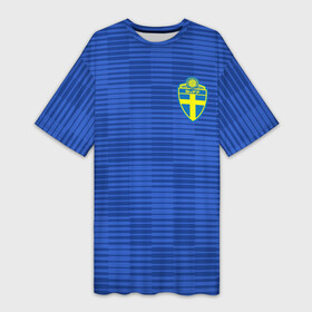 Платье-футболка 3D с принтом Швеция гостевая форма ЧМ 2018 в Тюмени,  |  | Тематика изображения на принте: гостевая форма | сборная швеции | футбольная форма | швеция
