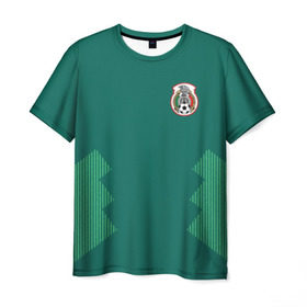 Мужская футболка 3D с принтом Домашняя форма сборной Мексики в Тюмени, 100% полиэфир | прямой крой, круглый вырез горловины, длина до линии бедер | мексика | сборная мексики | форма мексики | чемпионат по футболу