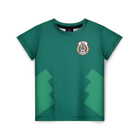 Детская футболка 3D с принтом Домашняя форма сборной Мексики в Тюмени, 100% гипоаллергенный полиэфир | прямой крой, круглый вырез горловины, длина до линии бедер, чуть спущенное плечо, ткань немного тянется | мексика | сборная мексики | форма мексики | чемпионат по футболу