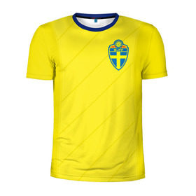 Мужская футболка 3D спортивная с принтом Швеция домашняя форма ЧМ 2018 в Тюмени, 100% полиэстер с улучшенными характеристиками | приталенный силуэт, круглая горловина, широкие плечи, сужается к линии бедра | Тематика изображения на принте: домашняя форма | сборная швеции | футбол | футбольная форма | швеция